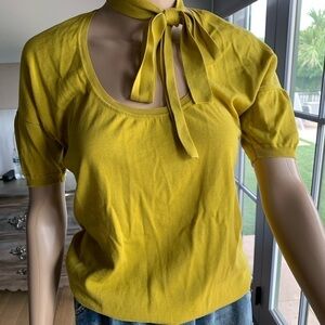 Malo Tie Neck Short Sleeve Blouse